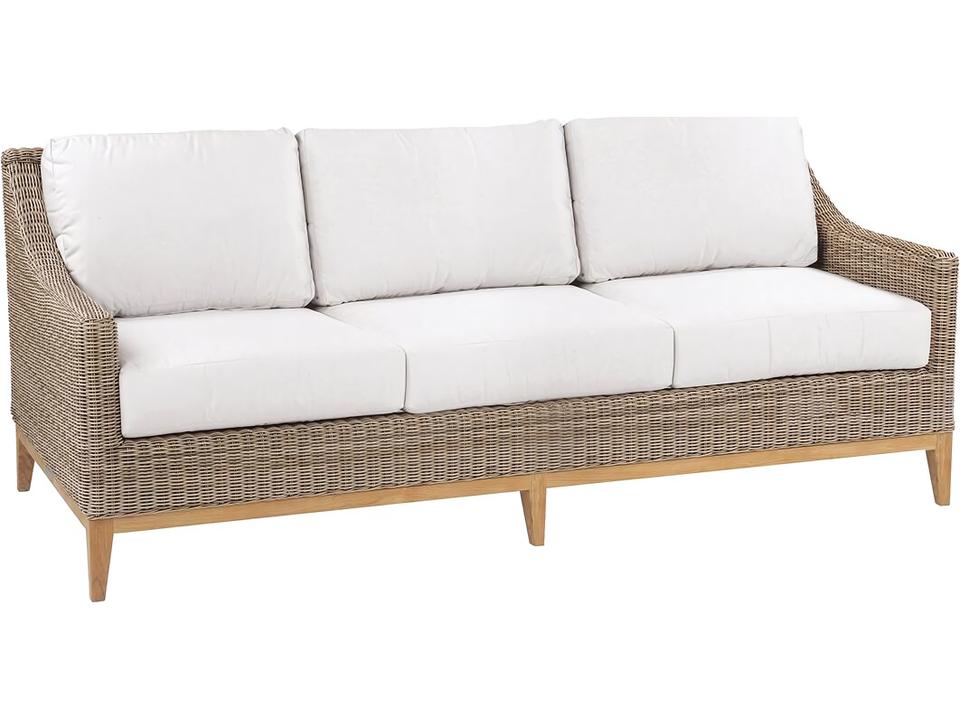 Frances 81.5 Inch Teak and Wicker Cushion Sofa