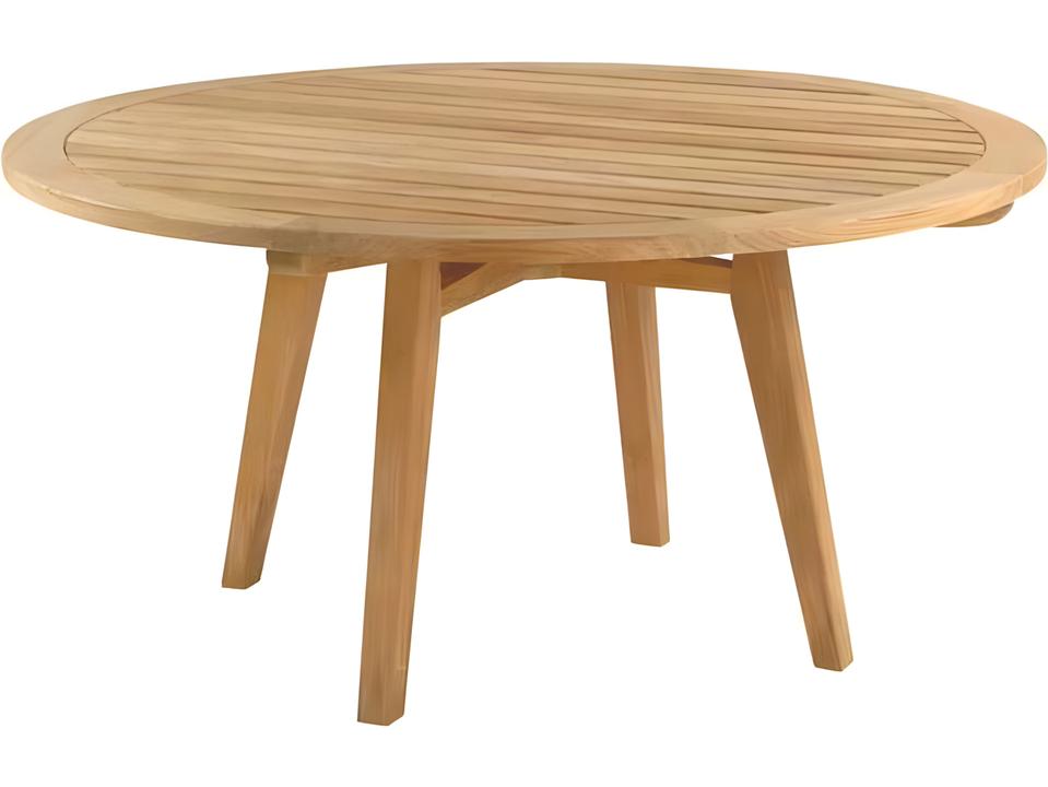 Algarve 52-Inch Round Dining Table with Umbrella Hole in Natural Teak