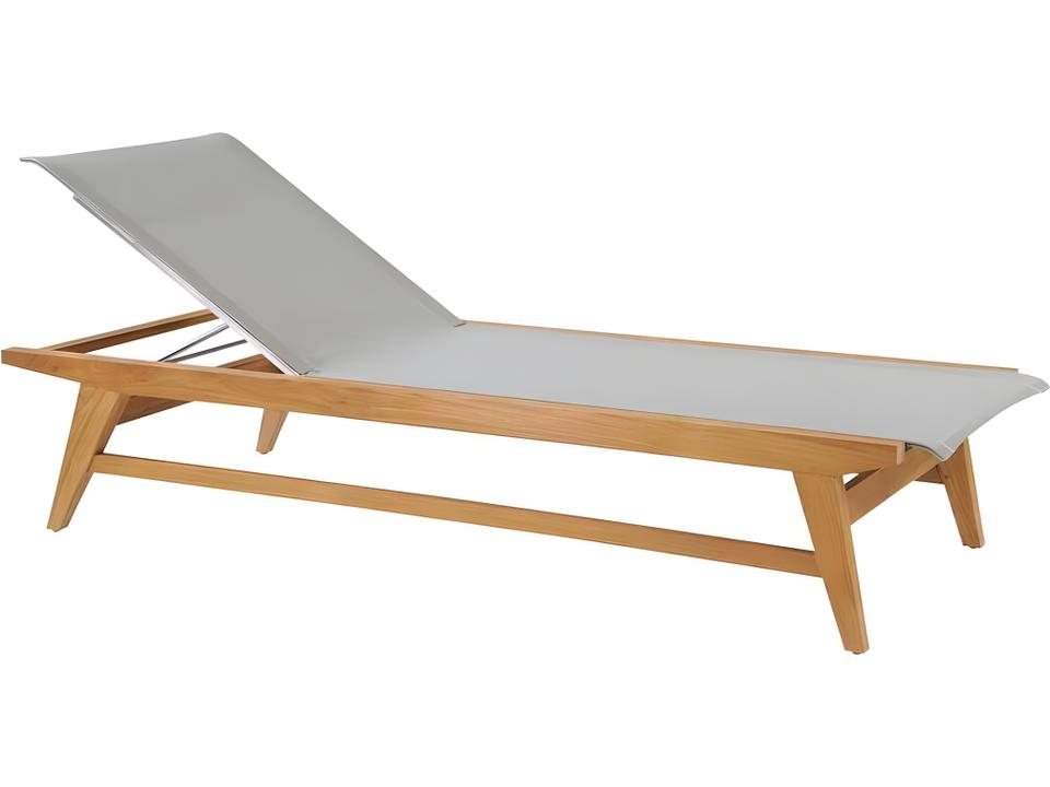 Marin Teak Sling Chaise Lounge with Adjustable Back