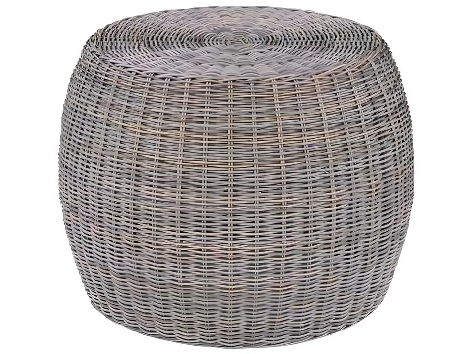 Ojai Round Wicker Outdoor End Table with Glass Top