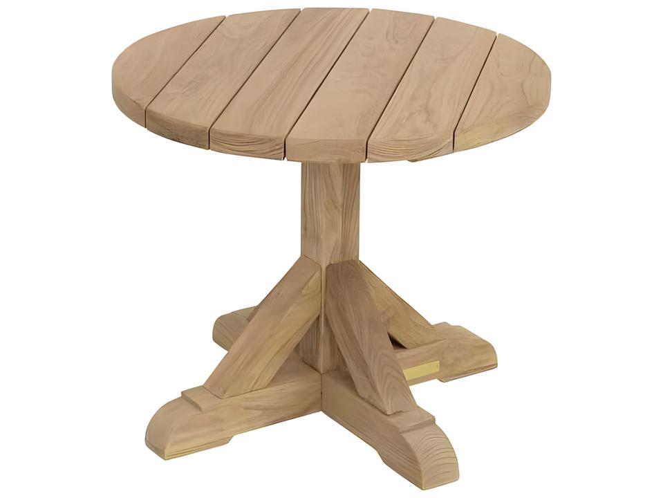 Provence 24-Inch Round Outdoor Side Table in Vintage Teak