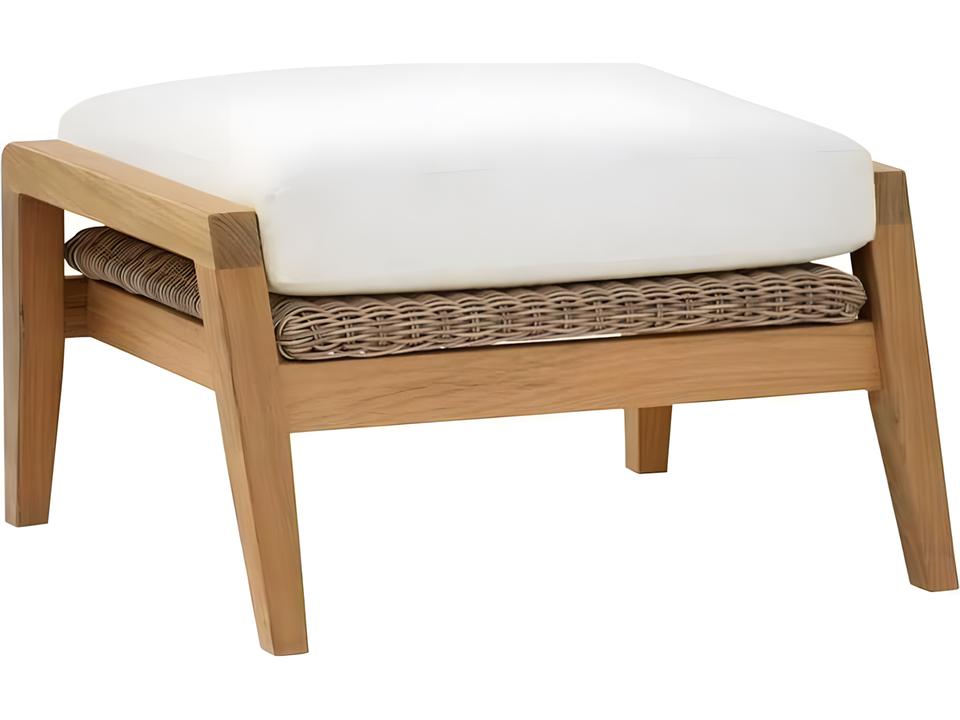 Spencer Teak and Wicker Cushion Ottoman