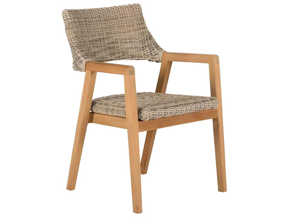 Spencer Teak Wicker Dining Arm Chair