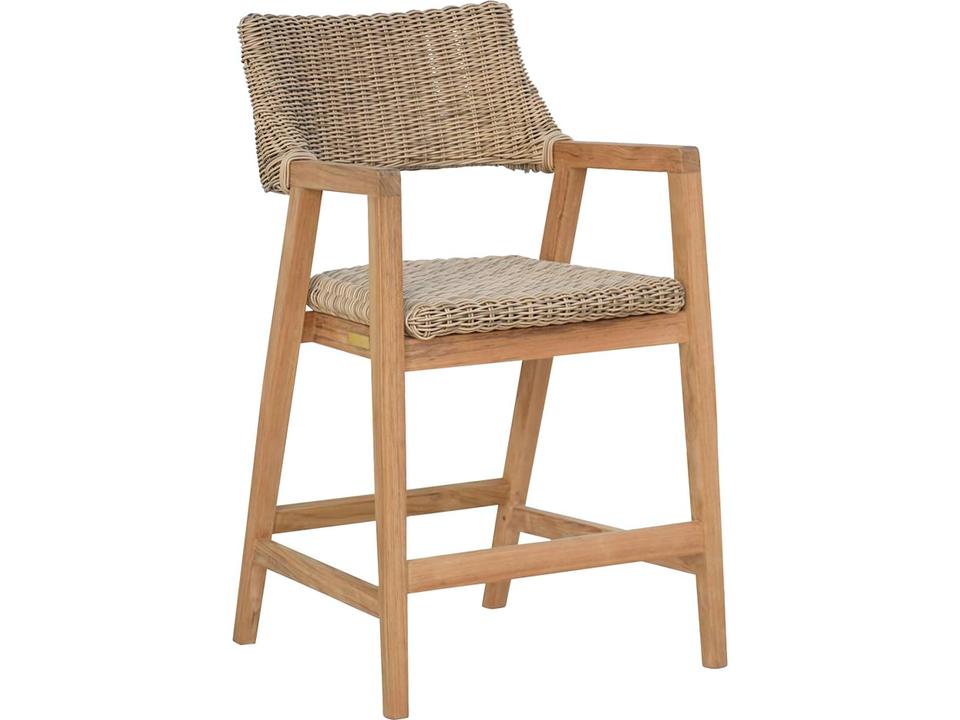 Spencer Teak Wicker Counter Stool with Arms
