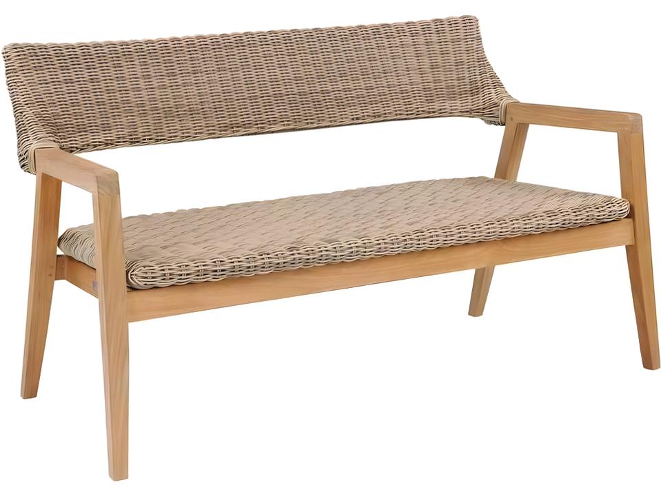Spencer 2-Seat All-Weather Wicker Loveseat in Grade A Teak