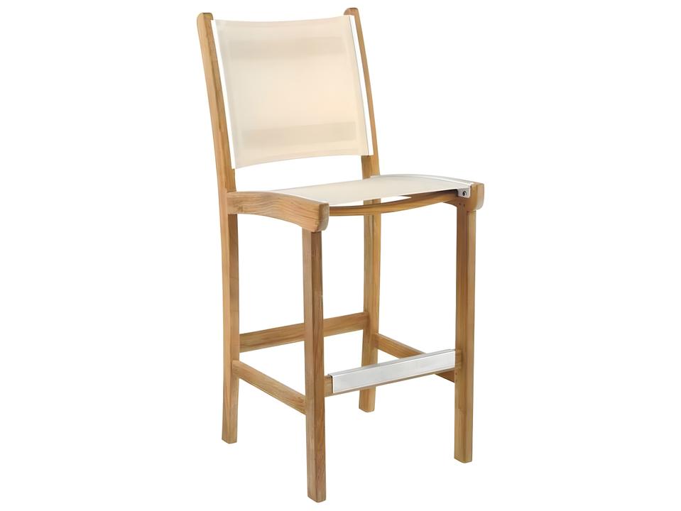 St Tropez Teak Sling Outdoor Bar Stool in Natural Teak