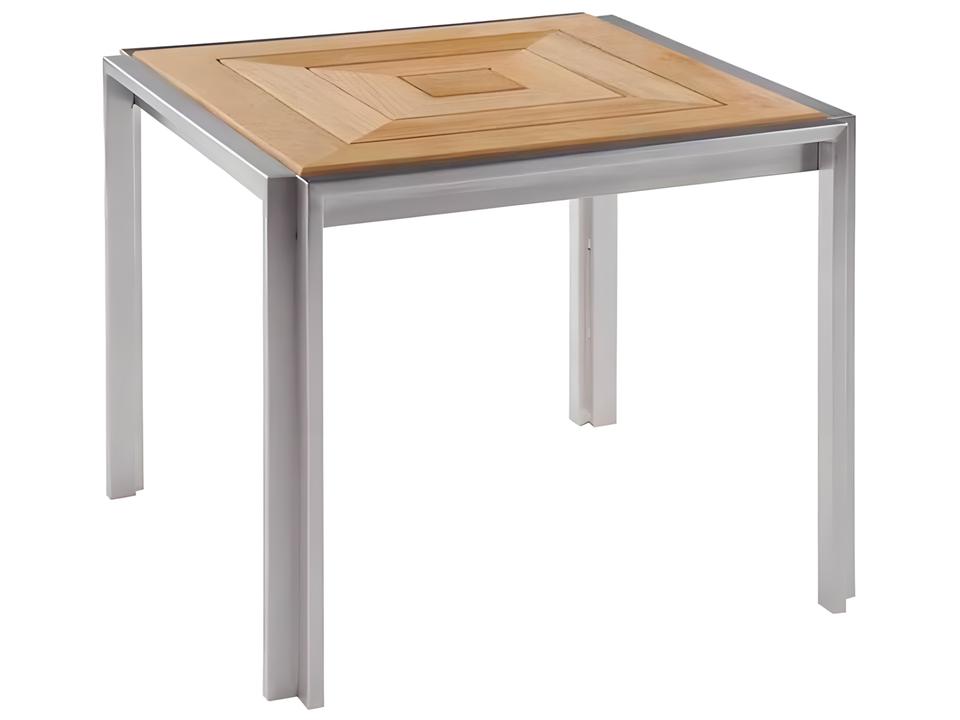 Tivoli 19.5 Inch Square End Table Stainless Steel and Teak