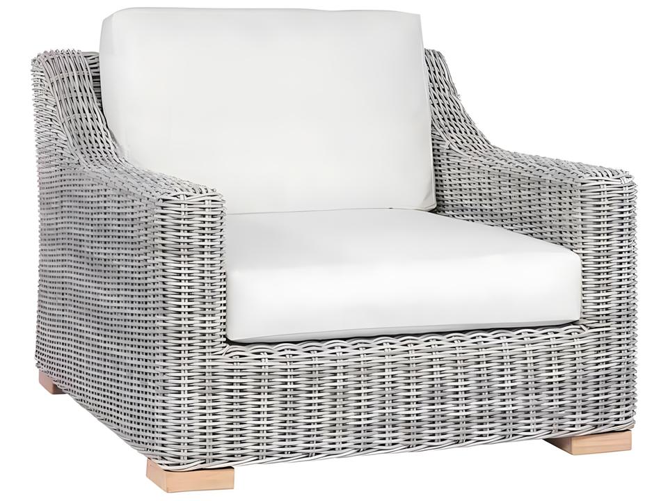 Tortola Wicker Deep Seating Cushion Lounge Chair with Teak Feet