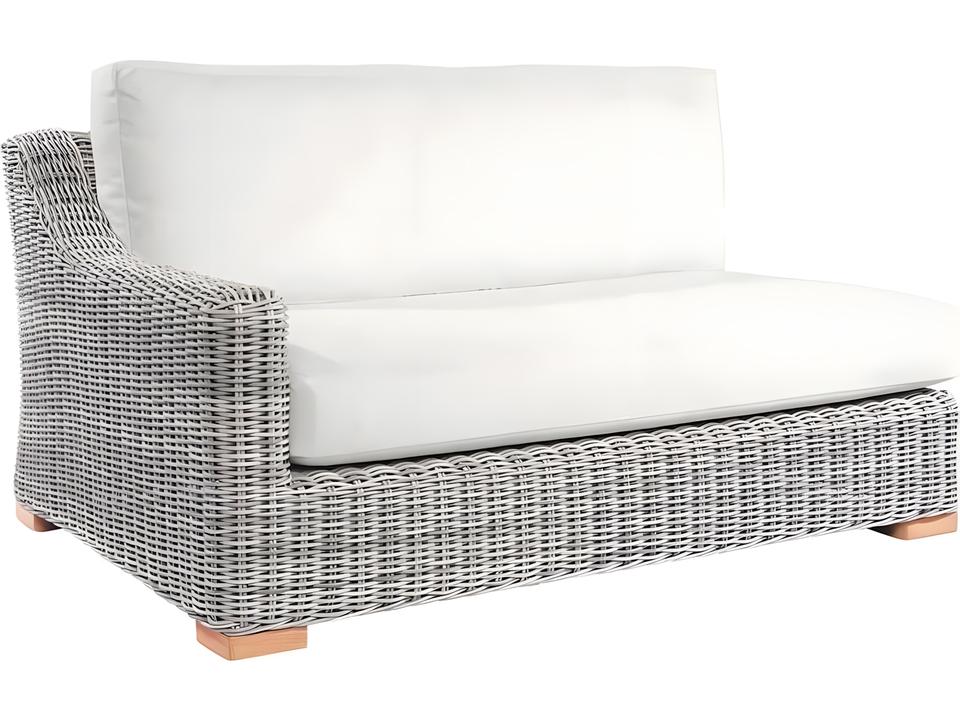 Tortola Wicker Left Arm Facing Loveseat with Teak Legs