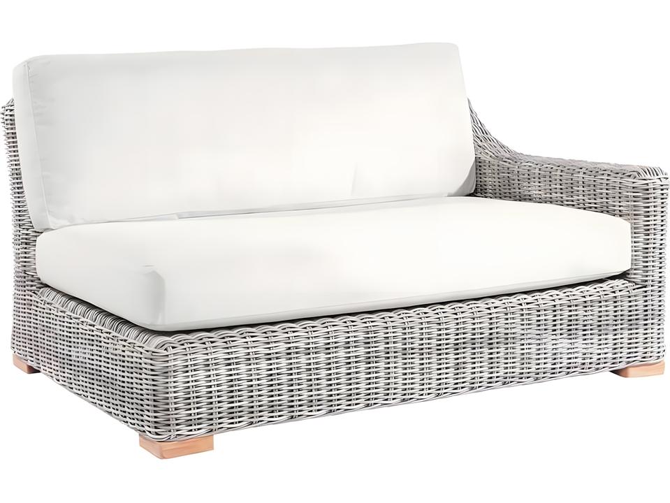 Tortola Wicker Right Arm Facing Loveseat with Teak Legs
