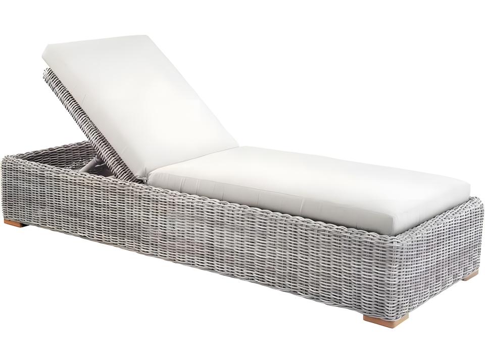 Tortola Wicker Adjustable Chaise Lounge with Teak Legs