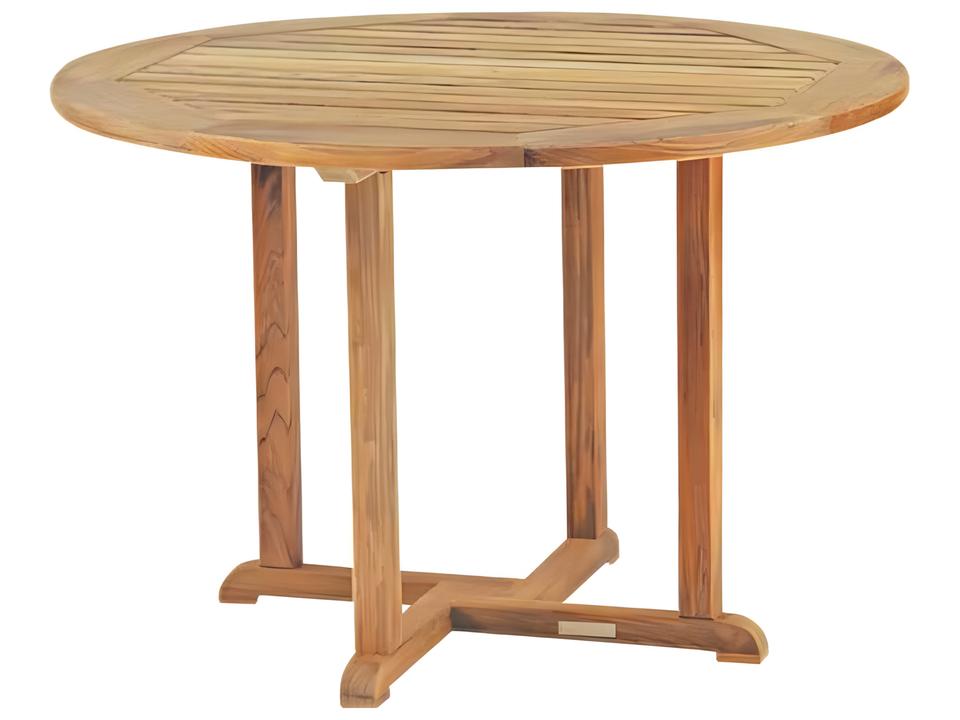 Essex 42-Inch Round Teak Dining Table with Umbrella Hole