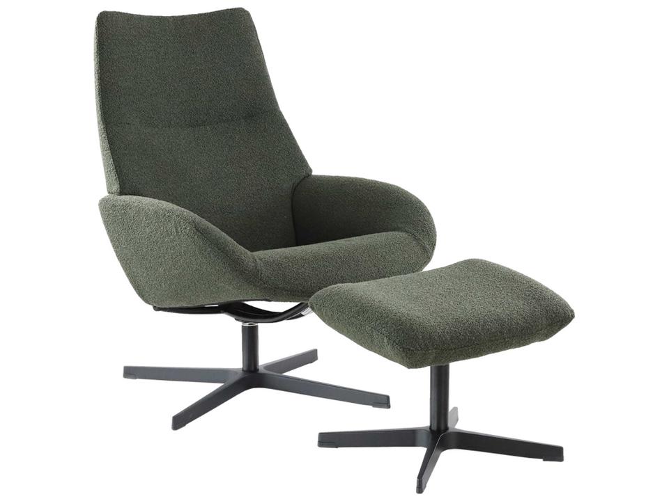 Lotus Alpine Forest Fabric Swivel Recliner with Footrest