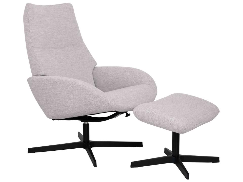 Lotus Alpine Ivory Fabric Swivel Recliner Accent Chair with Footrest