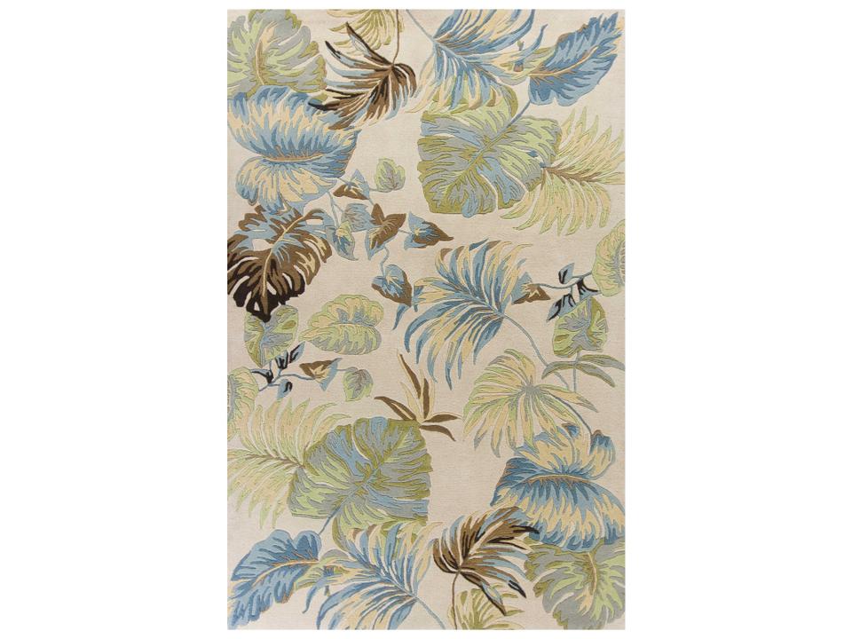 Havana Multi-Textured Wool Hand-Tufted Area Rug in Ivory Blue Oasis