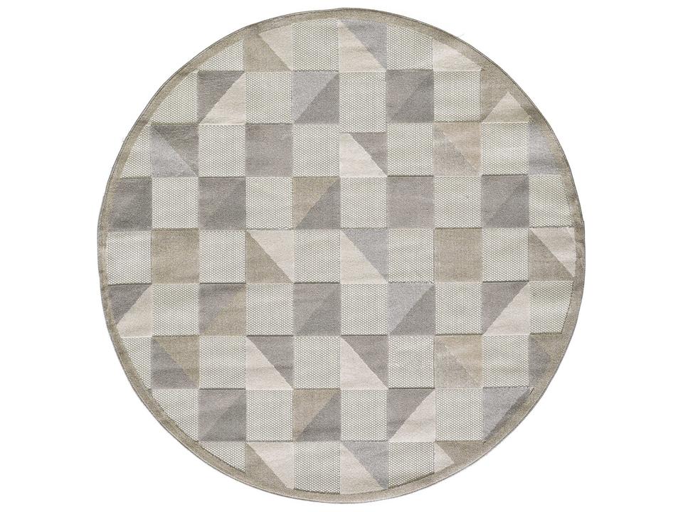 Calla Grey Geometric Round Indoor Outdoor Area Rug