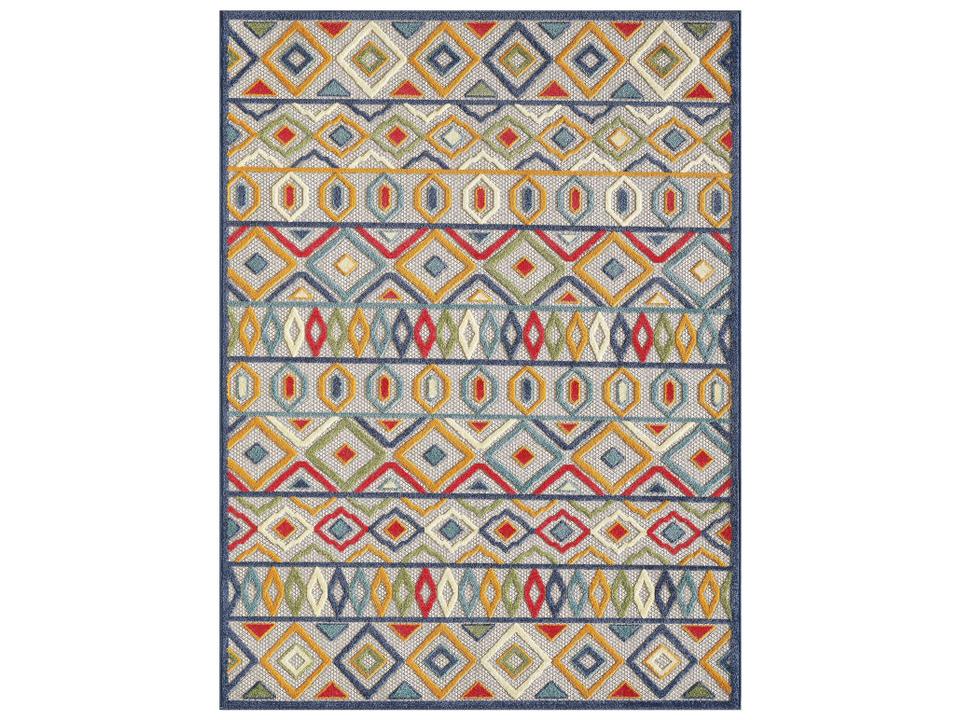 Calla Ivory Multi Aztec Indoor Outdoor Area Rug with Low Pile
