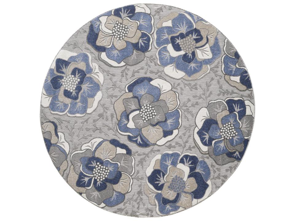 Calla 6935 Grey Blue Floral Indoor Outdoor Area Rug