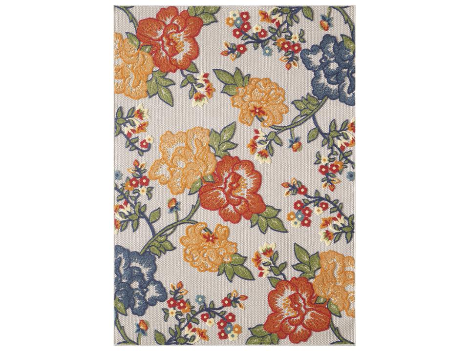 Calla Floral Indoor Outdoor Area Rug with Transitional Design