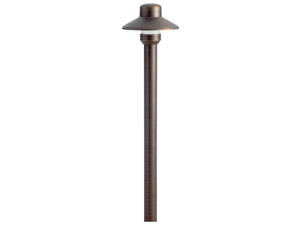 Small Hat Dome 1-Light Outdoor Path Light in Centennial Brass