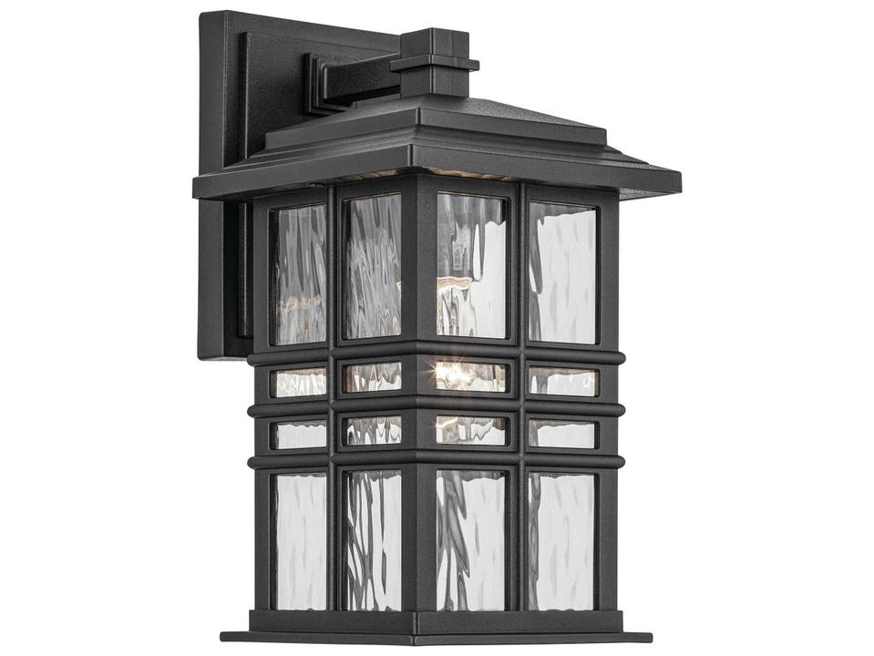 Beacon Square 1-Light Outdoor Wall Light in Textured Black