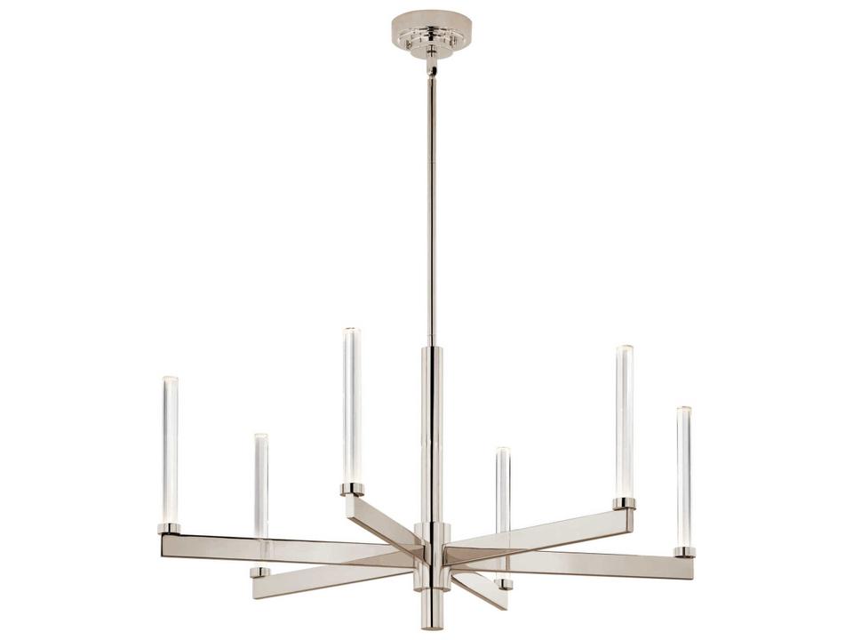 Sycara 6-Light LED Chandelier in Polished Nickel with Faceted Crystal