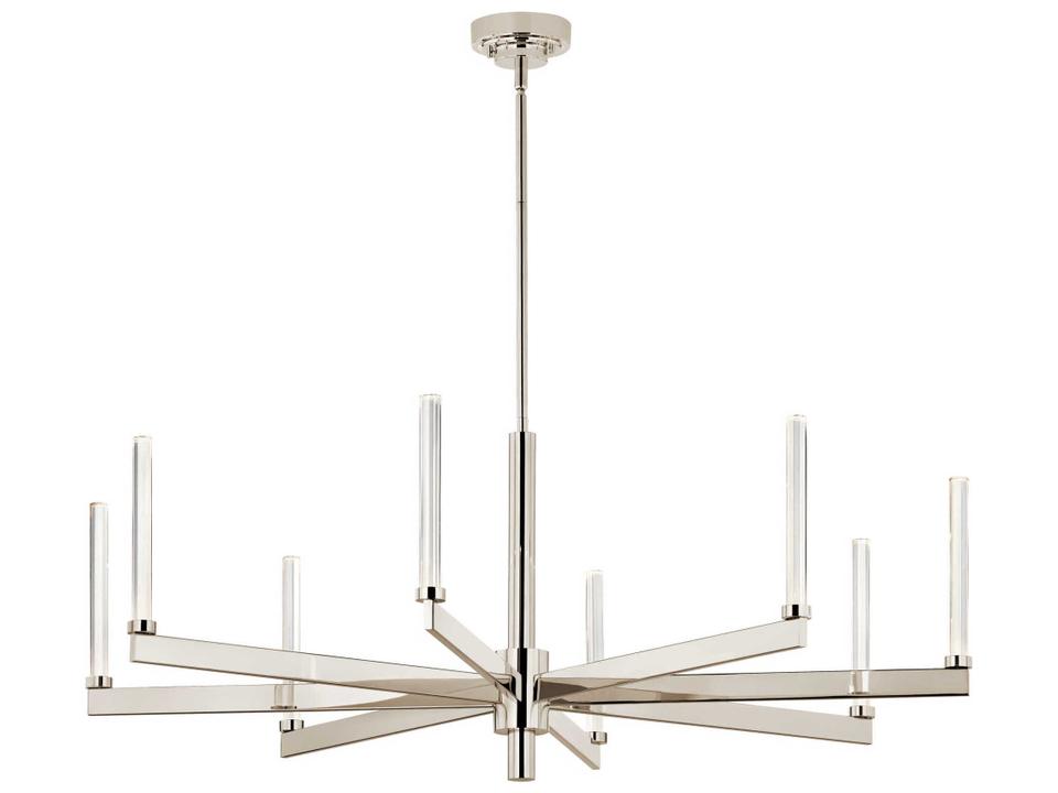 Sycara 8-Light LED Chandelier in Polished Nickel with Crystal Rods
