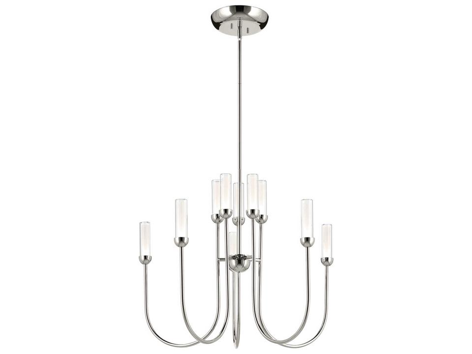 Moraine 10-Light Polished Nickel Chandelier with Clear Etched Glass