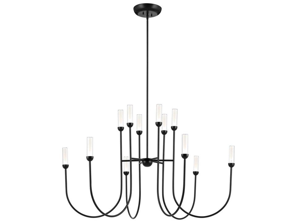 Moraine 12-Light Black LED Multi-Tier Chandelier