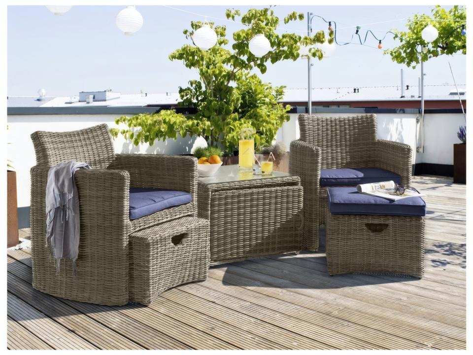 Cupido Wicker Cushion Patio Lounge Set in Spectrum Indigo