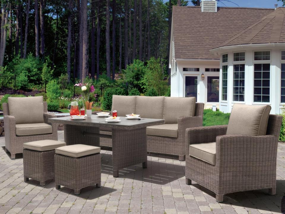 Palma 6-Piece Wicker Lounge Set with Cast Ash Sunbrella Cushions