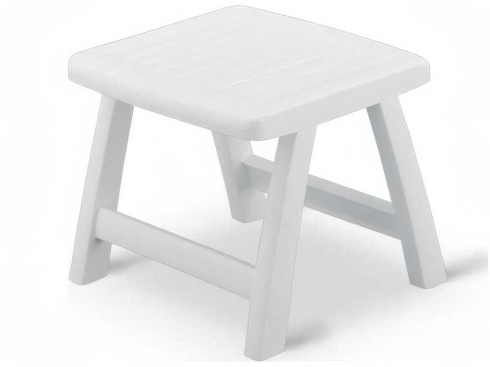Roma Polymer Resin Outdoor Side Table Ottoman in White