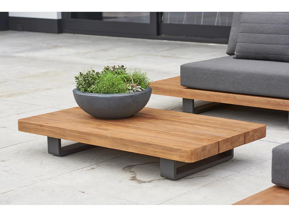 Fitz Roy Rectangular Coffee Table with Robust Teak Top in Lava