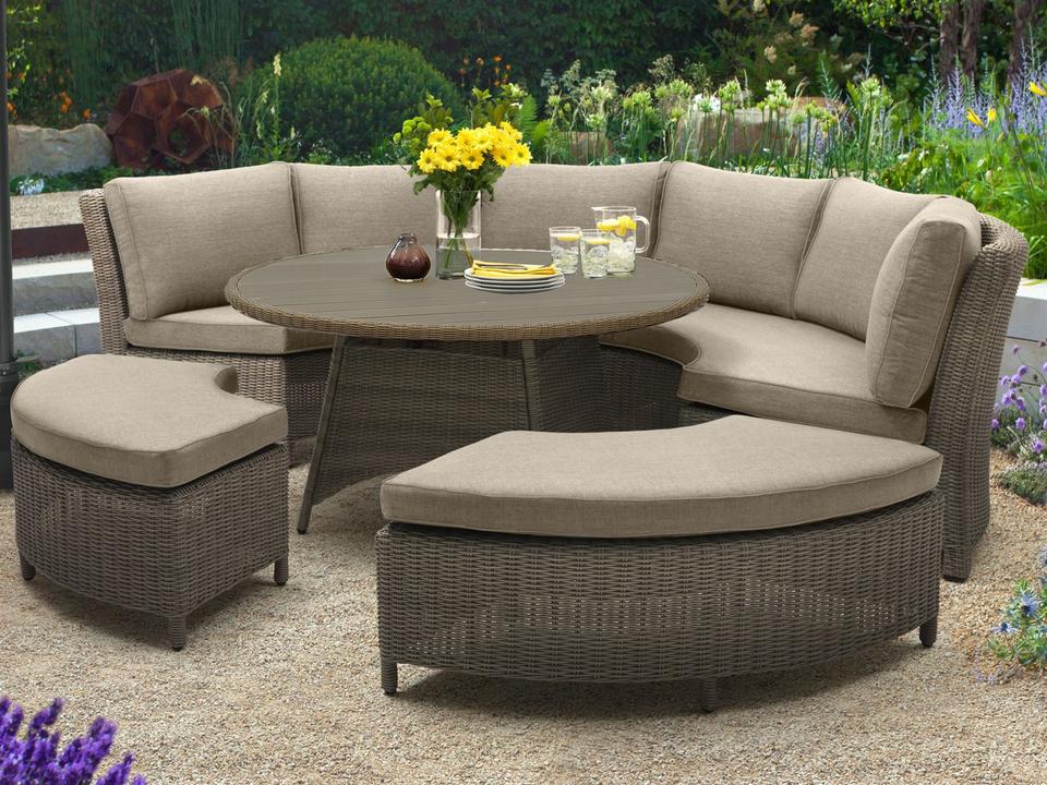 Palma 5-Piece Modular Wicker Rattan Outdoor Sectional in Cast Ash