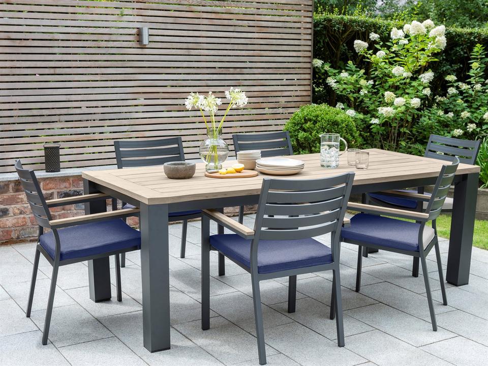 Elba Charcoal teak spectrum Indigo Aluminum Dining Set