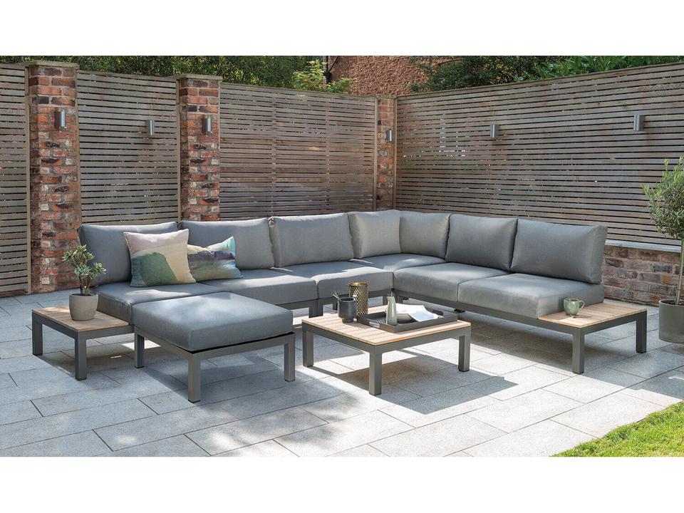 Elba 4-Piece Modular Aluminum Outdoor Sectional with Cast Silver Sunbrella Fabric