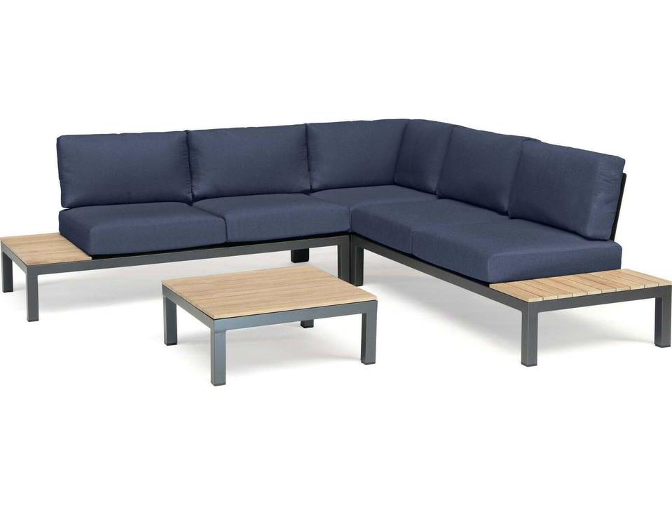 Elba 4-Piece Modular Outdoor Aluminum Sectional with Spectrum Indigo Sunbrella Cushions