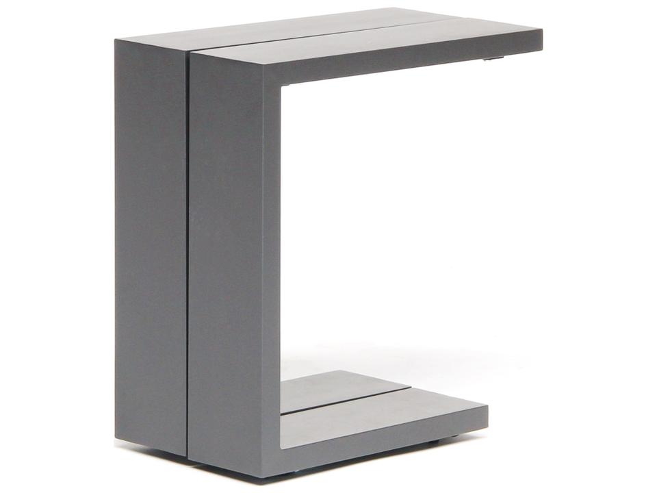 Elba Rectangular Outdoor C-Shaped Side Table in Charcoal Aluminum