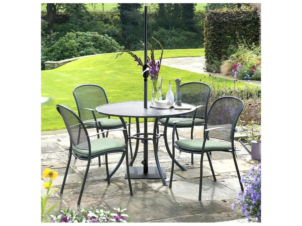 Caredo Wrought Iron Gray 5 Piece Outdoor Patio Dining Set