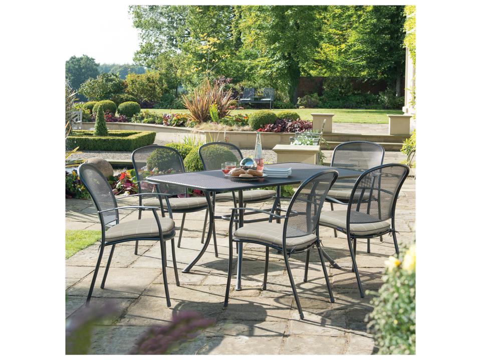 Caredo Wrought Iron Gray 7 Piece Patio Dining Set