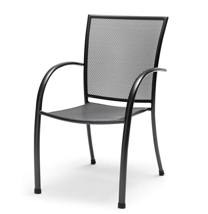 Pilano Wrought Iron Gray Dining Arm Chair Set of 6