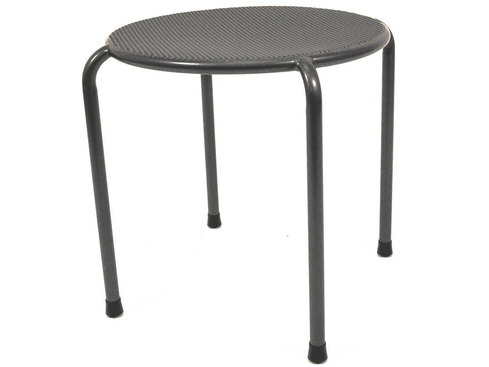 Wrought Iron Round Patio End Table Gray Steel Mesh