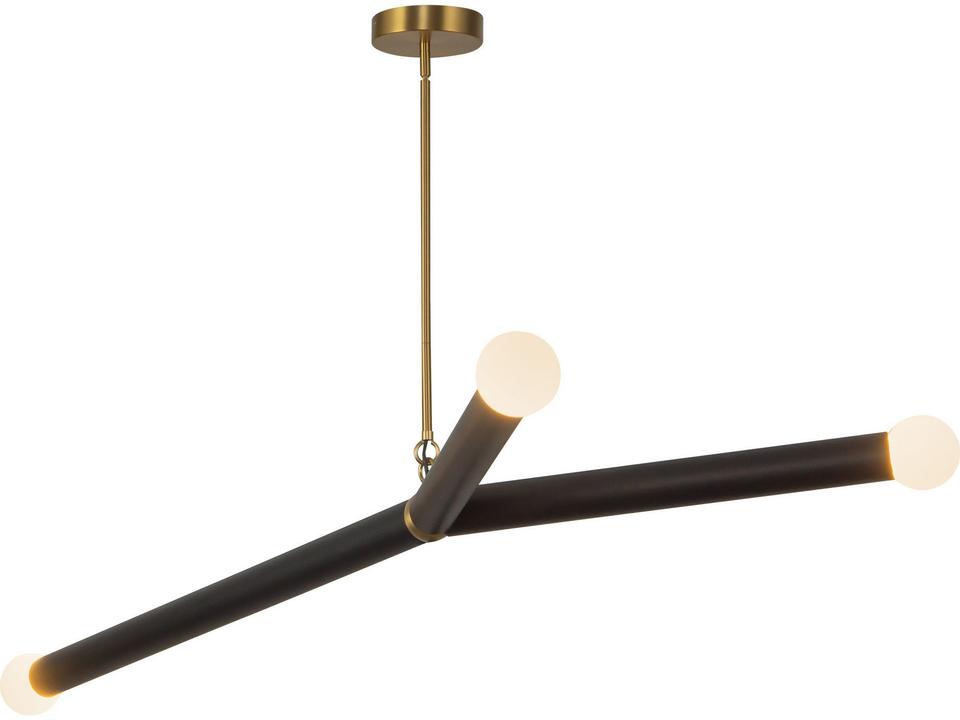 Calla Brushed Gold Black Vegan Leather Linear Chandelier