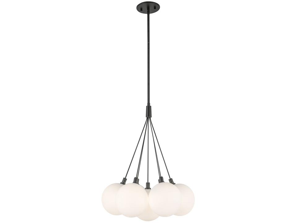 Bolla Black Matte Opal Glass Globe Chandelier
