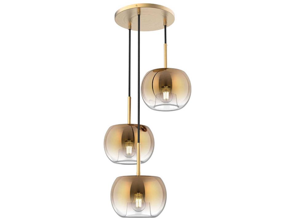 Samar 3-Light Brushed Gold Copper Globe Chandelier