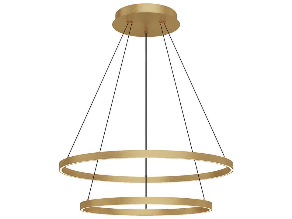 Cerchio LED Round Chandelier in Brushed Gold with Frosted Diffuser