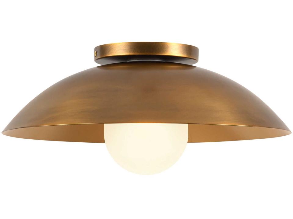Umbra 1-Light Vintage Brass Opal Glass Dome Semi Flush Mount