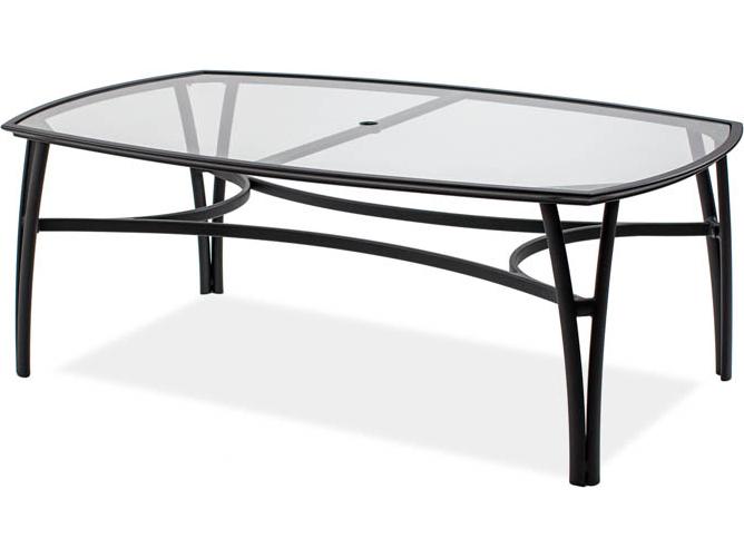 Modone Tables Aluminum Rectangular Outdoor Patio Dining Table with Umbrella Hole