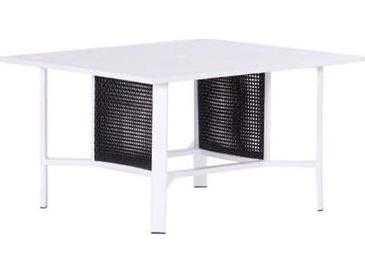 Parkview Woven Wicker 48-Inch Square Dining Table with Umbrella Hole