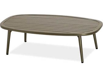 Ella Aluminum Oval Oval Slat Top Outdoor Patio Coffee Table